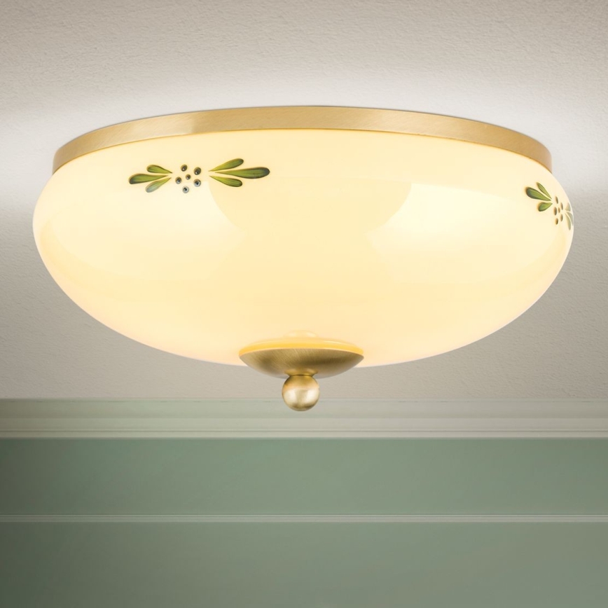 Deckenleuchte LANDHAUS 2xE27/60W/230V d 28 cm bronzen/beige