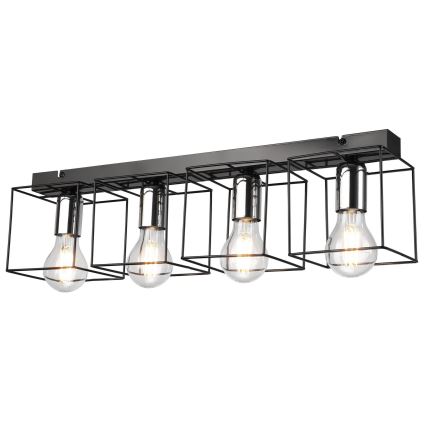 Deckenleuchte MIKA 4xE27/60W/230V 61 cm schwarz/glänzendes Chrom