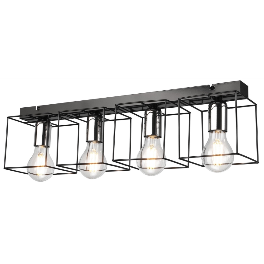 Deckenleuchte MIKA 4xE27/60W/230V 61 cm schwarz/glänzendes Chrom