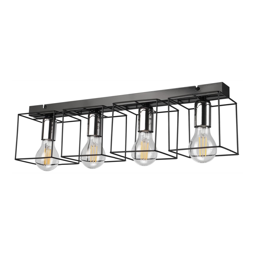 Deckenleuchte MIKA 4xE27/60W/230V 61 cm schwarz/glänzendes Chrom