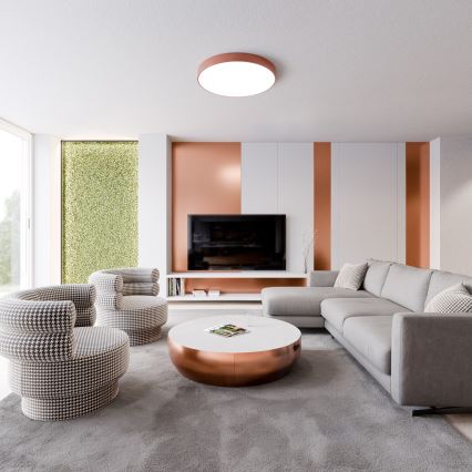 Deckenleuchte CLEO mit Bewegungs- und Dämmerungssensor, 5xE27/24W/230V, Ø 60 cm, kupferfarben