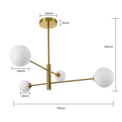 Deckenleuchte mit Stange DORADO 4xG9/40W/230V gold