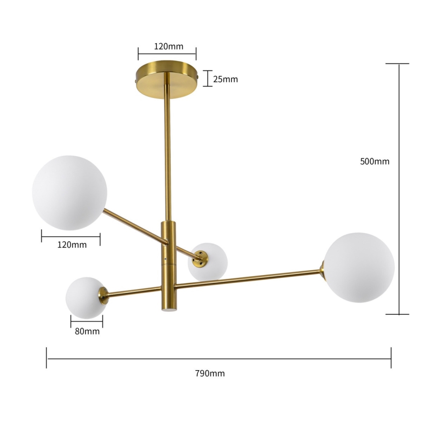 Deckenleuchte mit Stange DORADO 4xG9/40W/230V gold