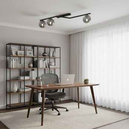 Deckenleuchte NATON 3xE14/10W/230V schwarz/rauchglas