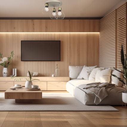 Deckenleuchte PARKLA 3xE27/15W/230V beige/golden