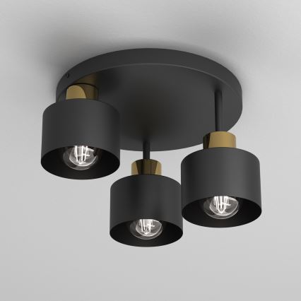 Deckenleuchte PARKLA 3xE27/15W/230V schwarz/golden