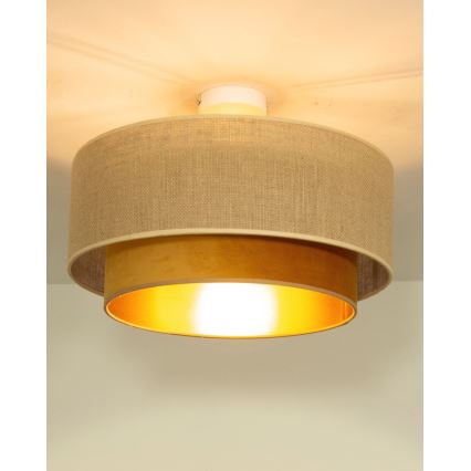 Deckenleuchte SARTA 1xE27/60W/230V Ø 45 cm Kupfer/Jute