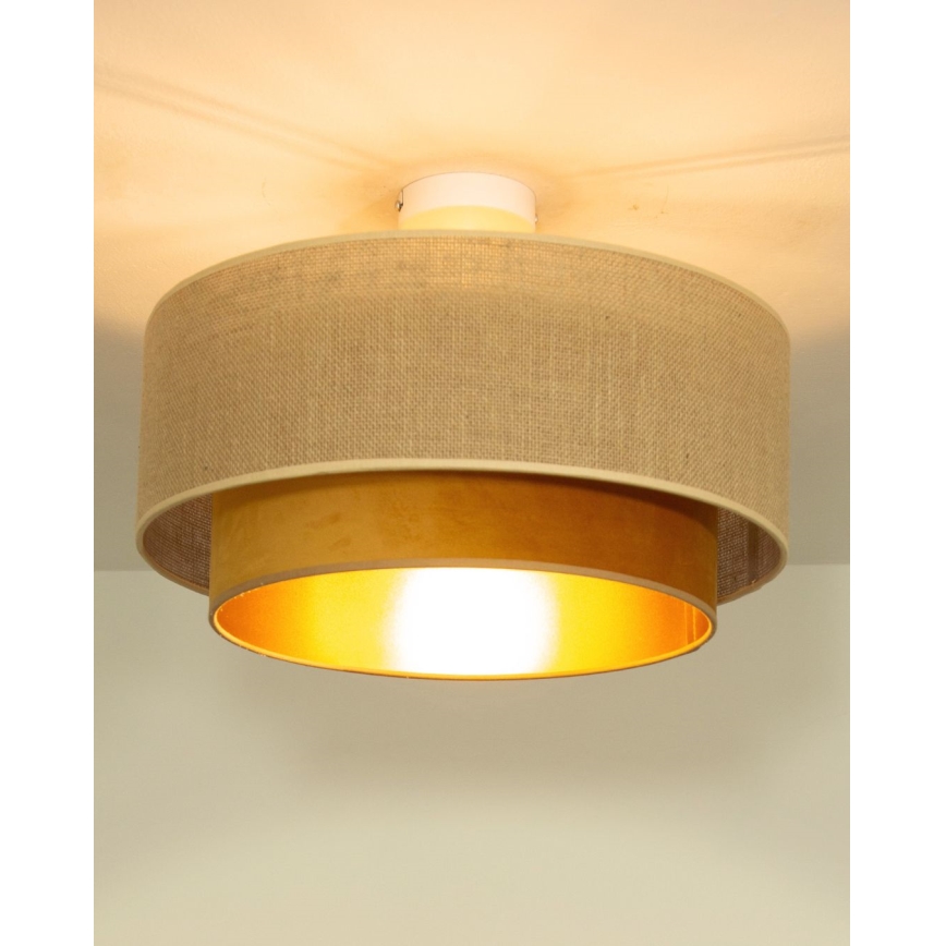 Deckenleuchte SARTA 1xE27/60W/230V Ø 45 cm Kupfer/Jute