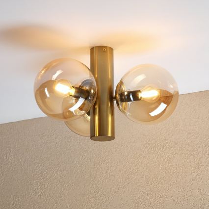 Deckenleuchte SFERIO 3xE14/5W/230V Messing/rauchiges Beige