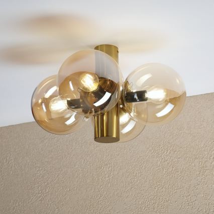Deckenleuchte SFERIO 4xE14/5W/230V Messing/rauchiges Beige