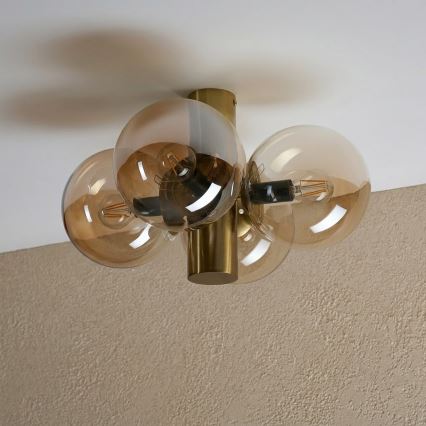 Deckenleuchte SFERIO 4xE14/5W/230V Messing/rauchiges Beige