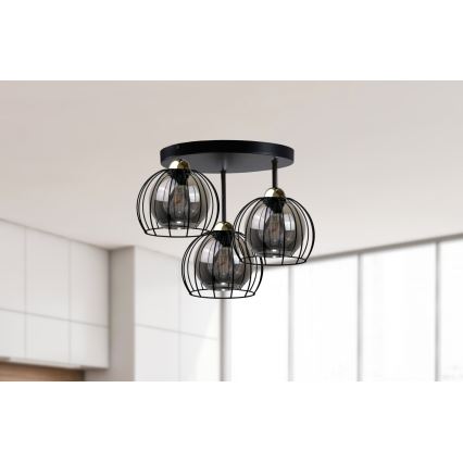 Deckenleuchte SOLO BLACK 3xE27/60W/230V Ø 30 cm Schwarz/Gold