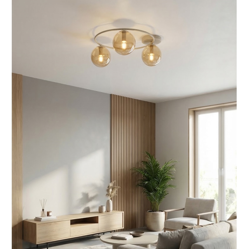 Deckenleuchte SOPRA 3xE14/10W/230V beige/rauchbeige