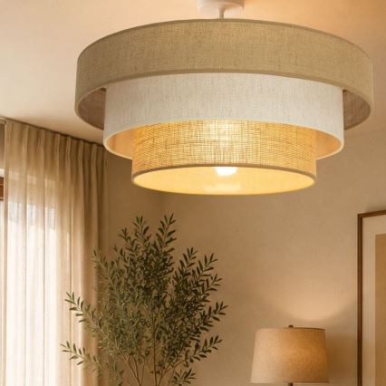 Deckenleuchte WENTA, 1xE27/60W/230V, Ø 50 cm, Jute/Creme