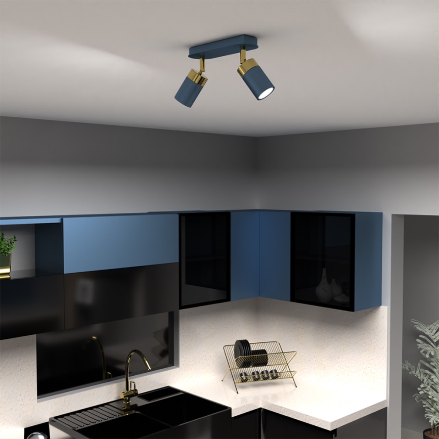 Deckenspot JOKER 2xGU10/25W/230V blau/gold