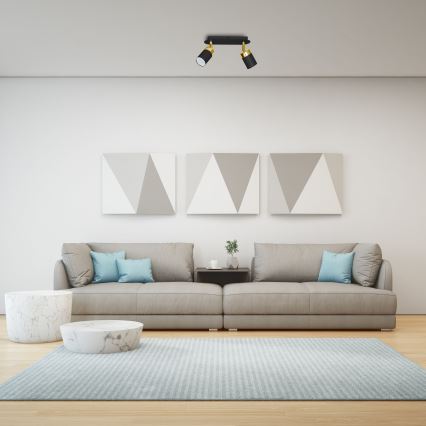 Deckenspot JOKER 2xGU10/25W/230V schwarz/gold