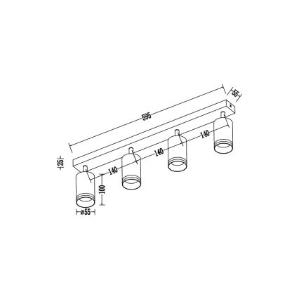 Deckenspot PIPE 4xGU10/10W/230V weiß