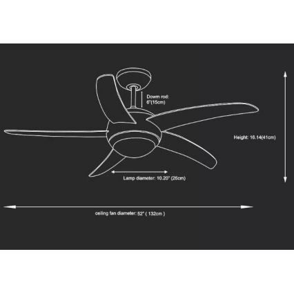 Deckenventilator 2xE27/20W/230V d 132 cm + Fernbedienung