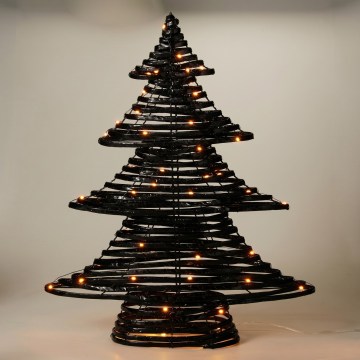 Décoration de Noël 60xLED/3xAA 60 cm blanc chaud sapin/noir