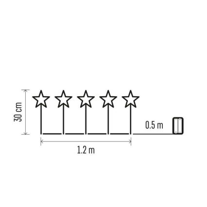 Décoration de noël d'extérieur 5xLED/3xAA IP44 étoiles