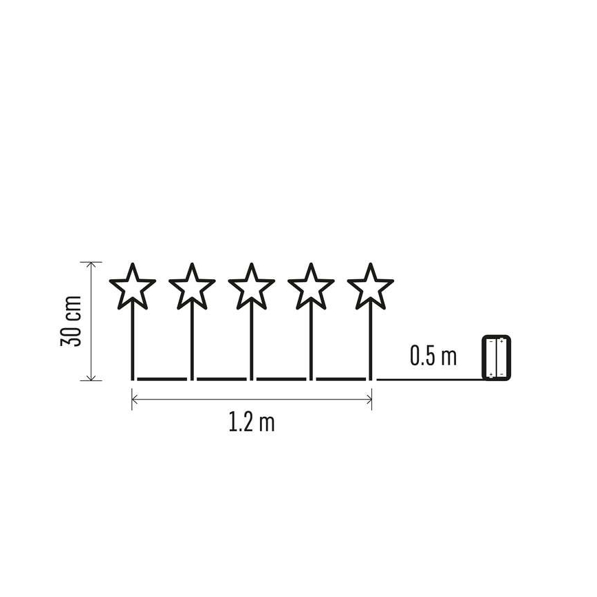 Décoration de noël d'extérieur 5xLED/3xAA IP44 étoiles