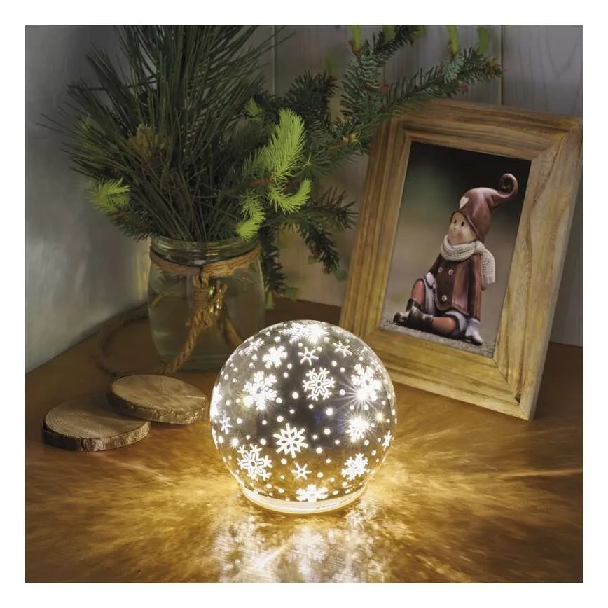 Décoration de Noël LED LED/0,3W/3xAA boule diamètre 12 cm
