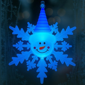 Décoration de Noël LED RGB à ventouse — bonhomme de neige, LED/3xLR44, rouge/bleu/vert