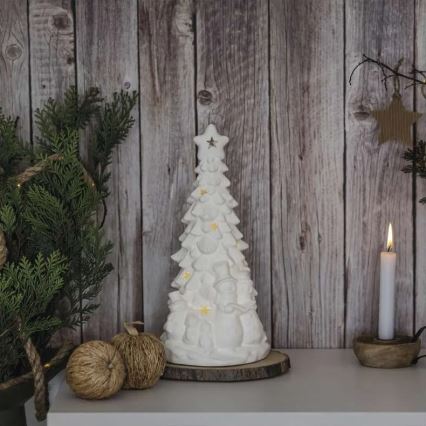 Décoration de Noël LED — sapin lumineux, blanc chaud, alimenté par 2xAA
