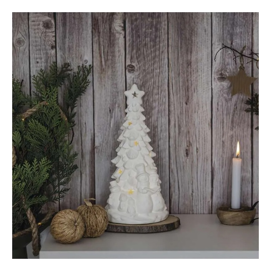 Décoration de Noël LED — sapin lumineux, blanc chaud, alimenté par 2xAA