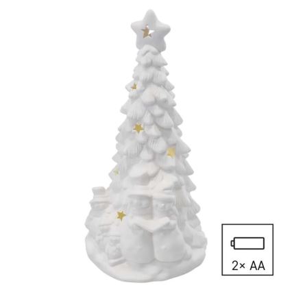 Décoration de Noël LED — sapin lumineux, blanc chaud, alimenté par 2xAA