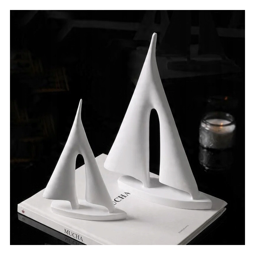 Décoration de table 21 cm résine/blanche