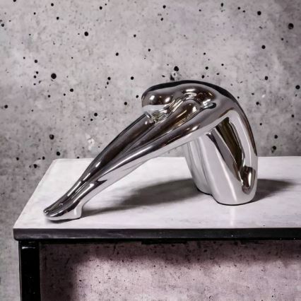 Décoration de table 31 x 21 x 17 cm en résine, finition chrome brillant