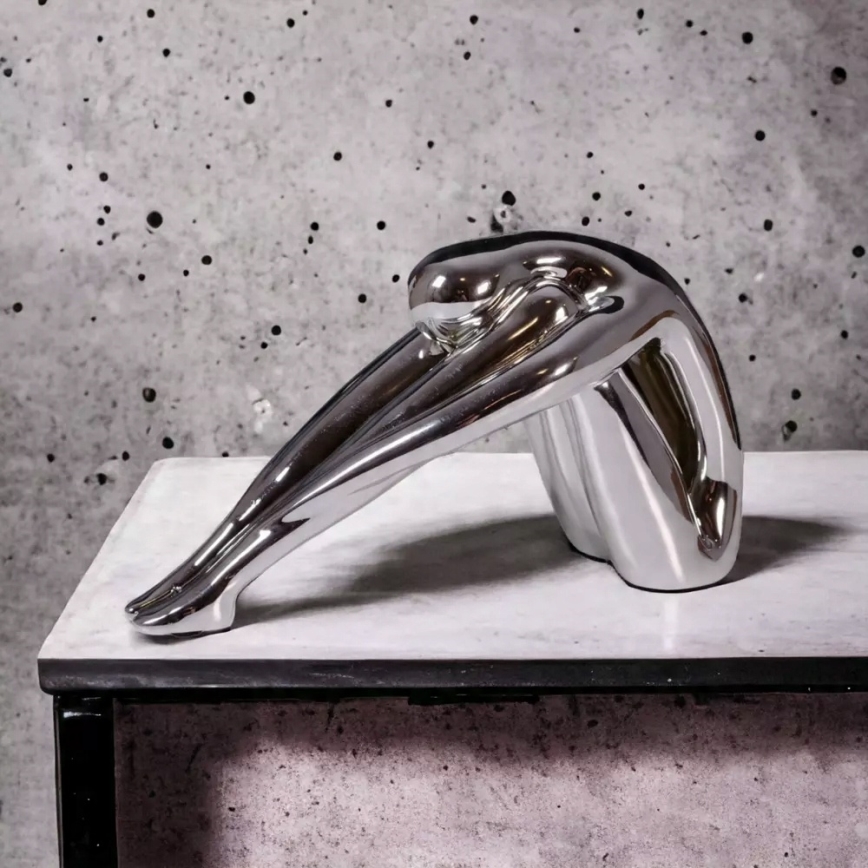 Décoration de table 31 x 21 x 17 cm en résine, finition chrome brillant