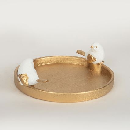 Décoration de table assiette avec des oiseaux 9,5x28x30,9 cm