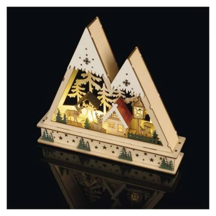 Décoration LED de Noël, 0,6 W, 2xAA — scène de Noël