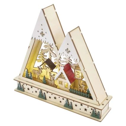 Décoration LED de Noël, 0,6 W, 2xAA — scène de Noël