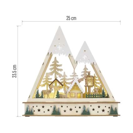 Décoration LED de Noël, 0,6 W, 2xAA — scène de Noël