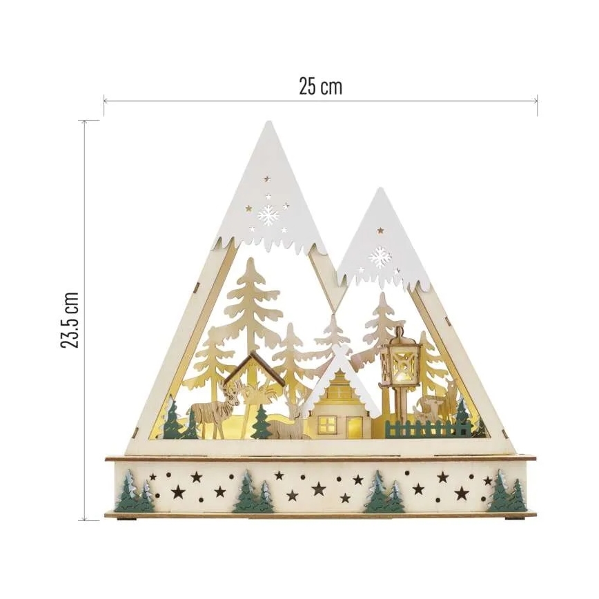 Décoration LED de Noël, 0,6 W, 2xAA — scène de Noël
