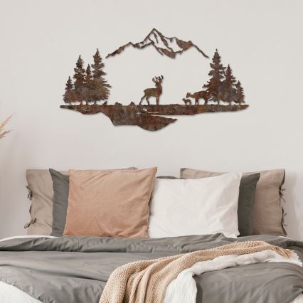 Décoration murale 2 pce 70x38 cm cerf métal/marron