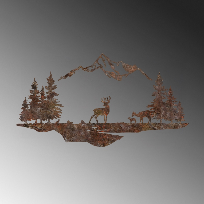 Décoration murale 2 pce 70x38 cm cerf métal/marron