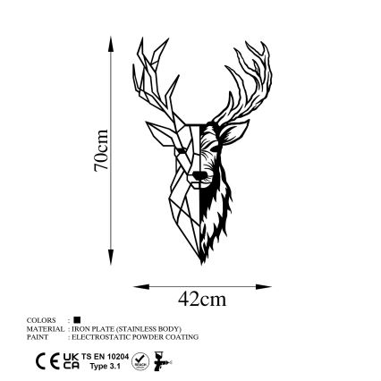 Décoration murale 42x70 cm cerf métal