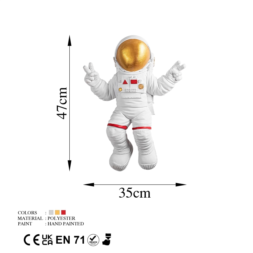 Décoration murale 47x35 cm astronaut doré