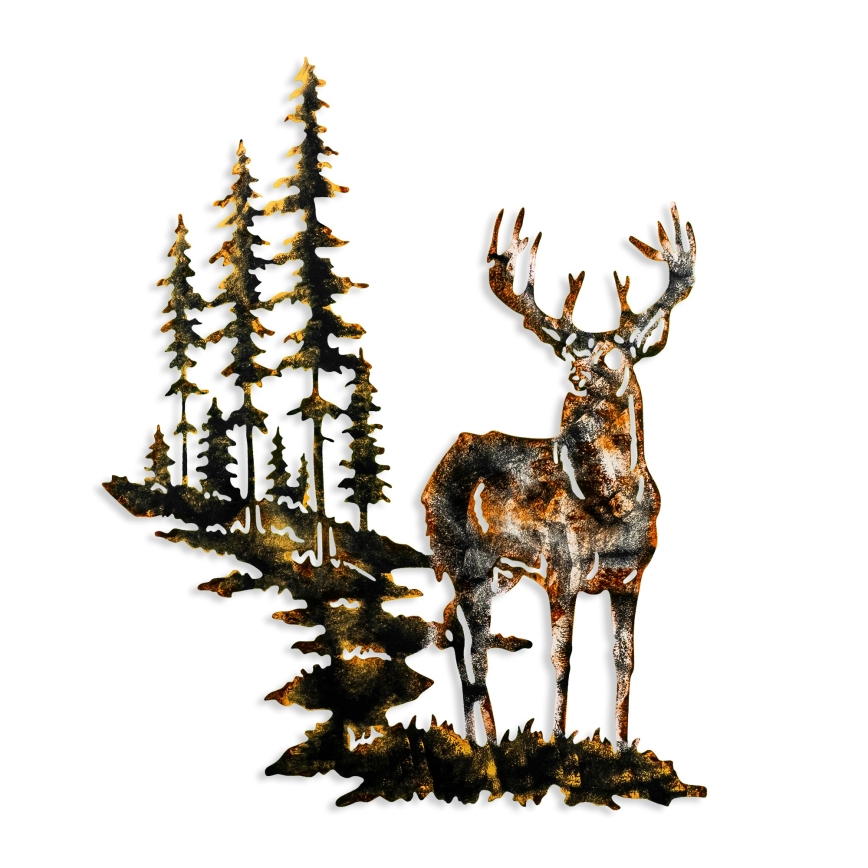 Décoration murale 65x79 cm cerf métal