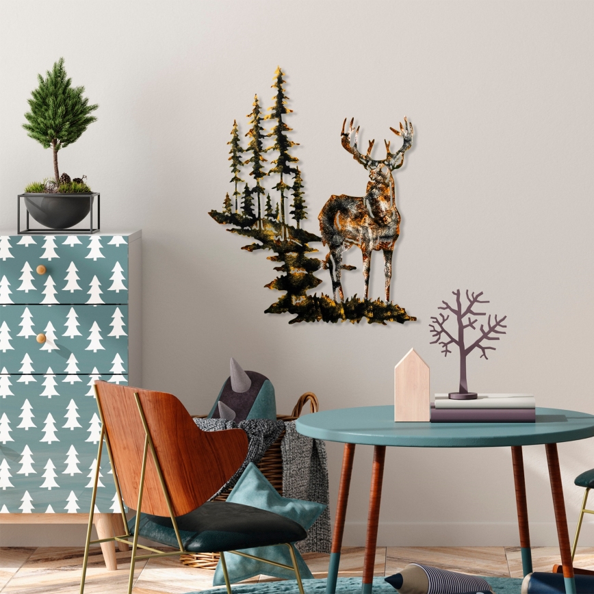 Décoration murale 65x79 cm cerf métal