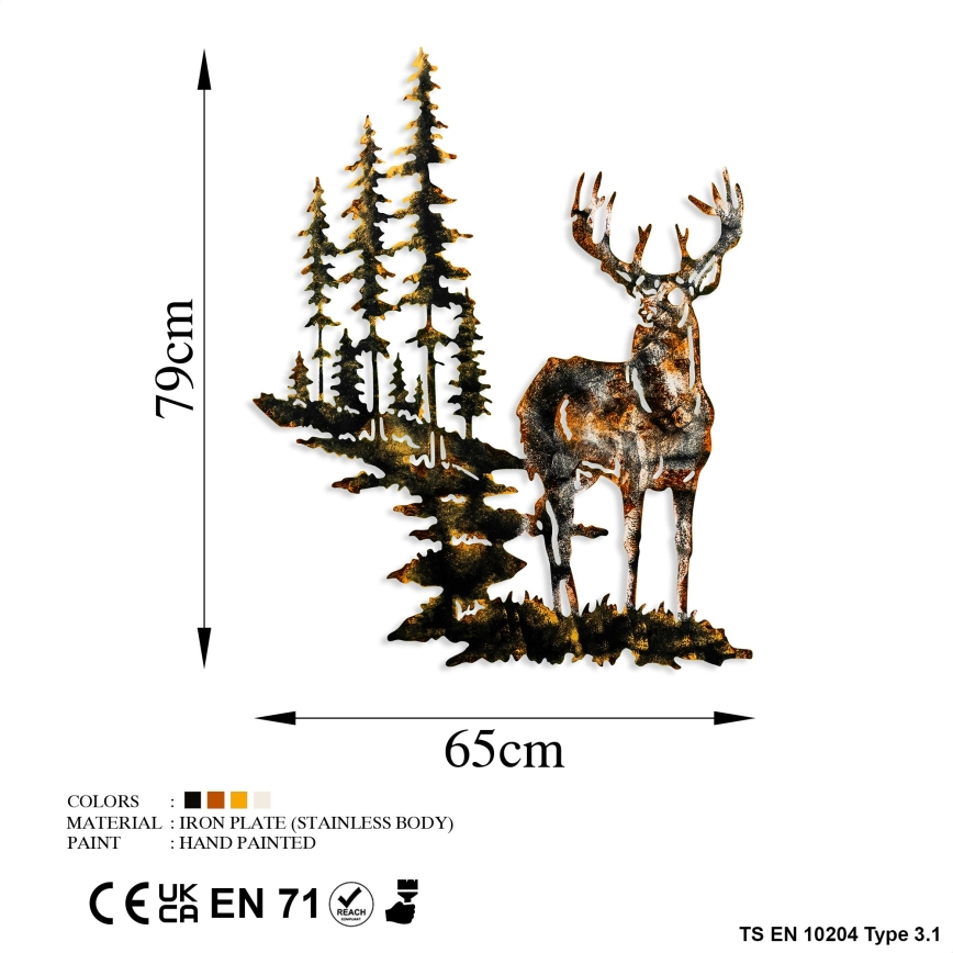 Décoration murale 65x79 cm cerf métal