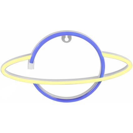 Décoration murale néon PLANET LED/3W/3xAA USB bleu/jaune