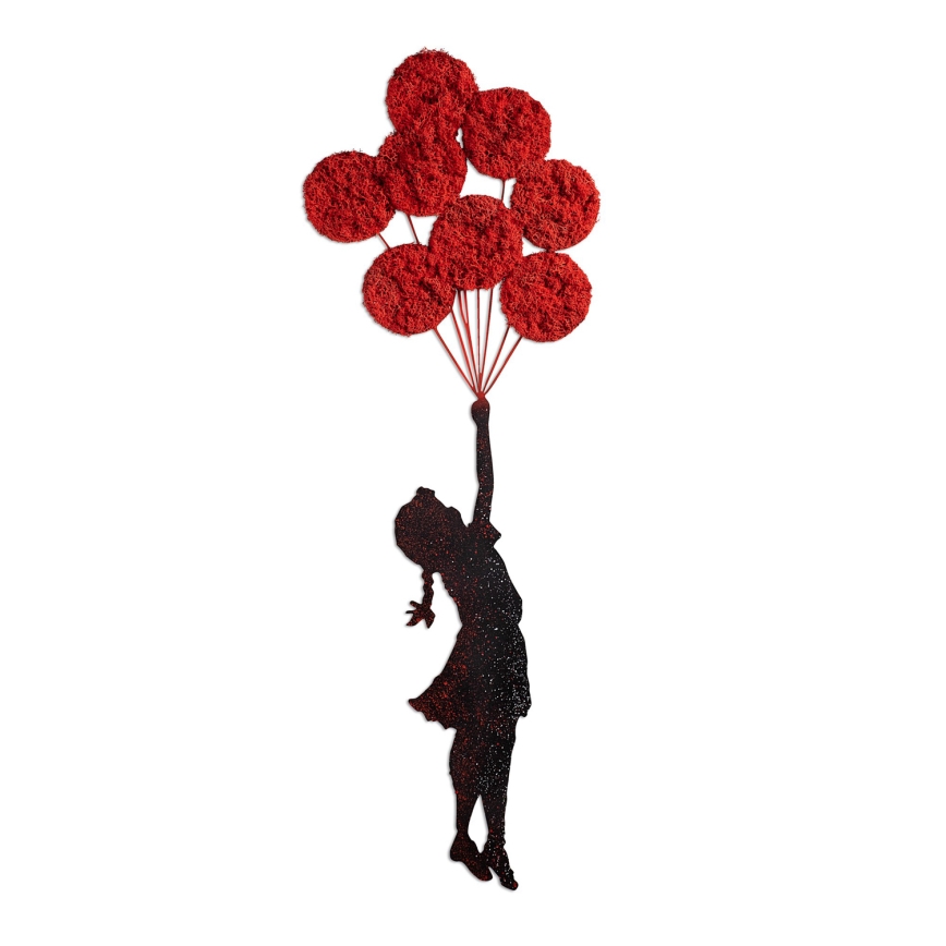 Decorazione da muro 100x34 cm bambina metallo/muschio