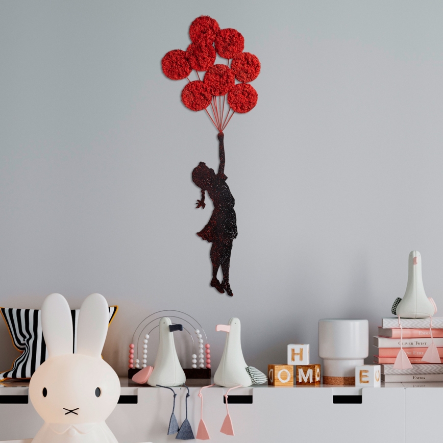Decorazione da muro 100x34 cm bambina metallo/muschio