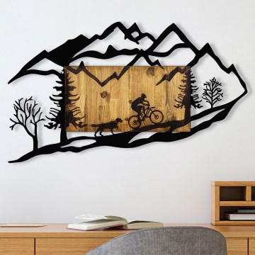 Decorazione da muro 110x65 cm giro in moto legno/metallo