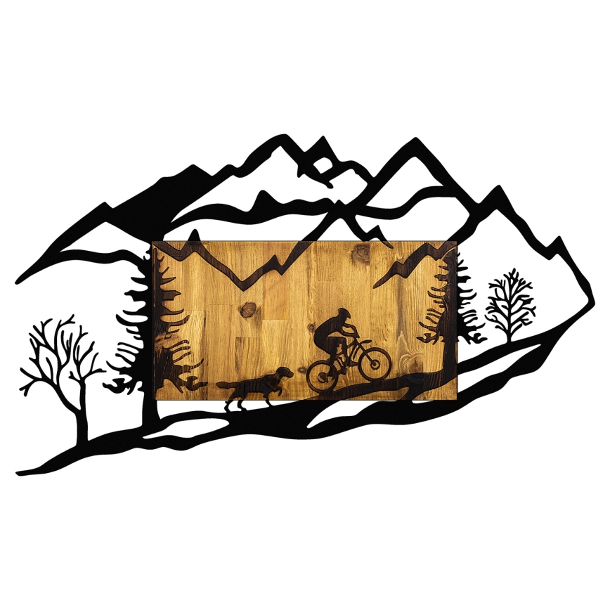 Decorazione da muro 110x65 cm giro in moto legno/metallo